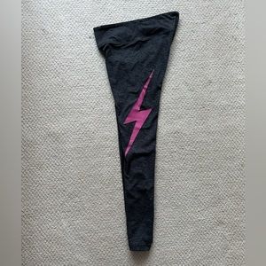 Aviator Nation full length leggings size M, charcoal with magenta bolt